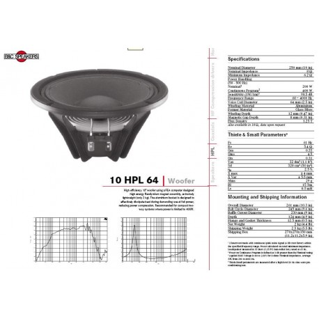 Parlante B&C 10HPL64 - 10Pulgadas 200w 8 Ohsm