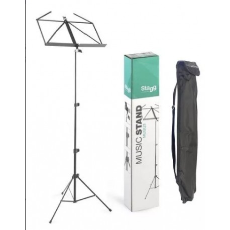 Atril Stagg MUSQ3 -  Regulable Negro 3 tramos Con Funda