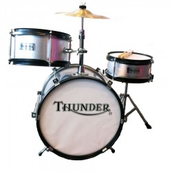 Bateria Thunder Niño 3 Cuerpos Plateado