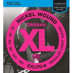 Encordado para Bajo D'Addario EXL170-6 - 6 Cuerdas Niquel 032-130